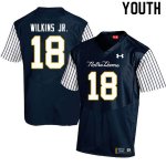 Notre Dame Fighting Irish Youth Joe Wilkins Jr. #18 Navy Under Armour Alternate Authentic Stitched College NCAA Football Jersey PKO2899RD